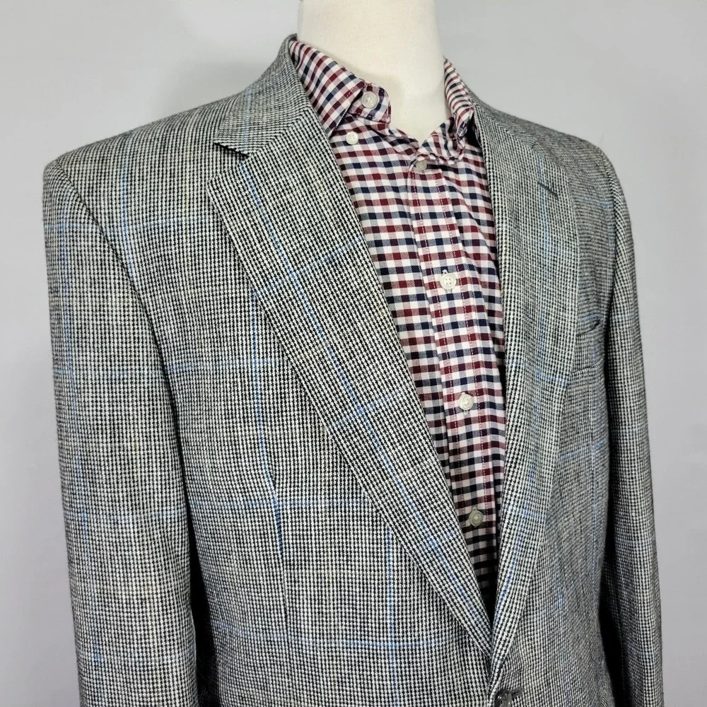 VTG Stafford Men's Sport‎ Coat Blazer Two Button Gray Plaid Size 42L
